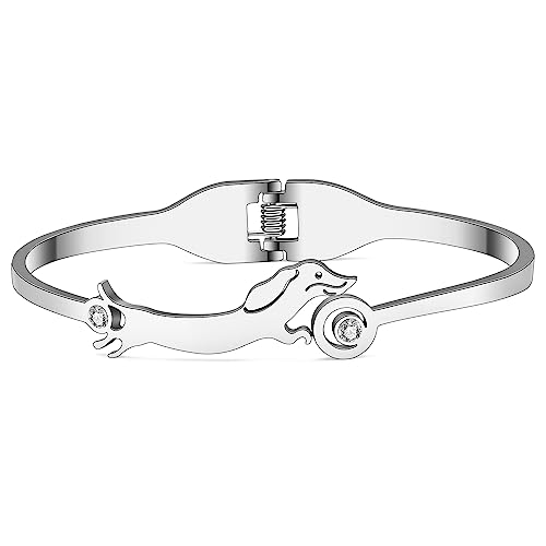 DUOWEI Dachshund Dog Jewelry Gifts for Women Cute Dachshund Bracelet Cuff Bangle 18k Real Gold Plated Stainless Steel Dachshunds Charms for Dog Mom2