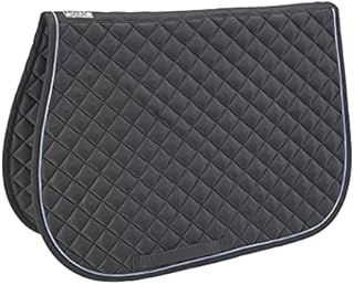 Dover Saddlery Quilted All-Purpose Piped Saddle Pad, A/P, Charcoal/Light Blue/Charcoal