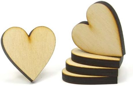 Mylittlewoodshop - Pkg of 50 - Heart - 1-1/2 inches by 1-1/2 inches and 1/4 inch Thick Unfinished Wood(LC-HART54B-50)