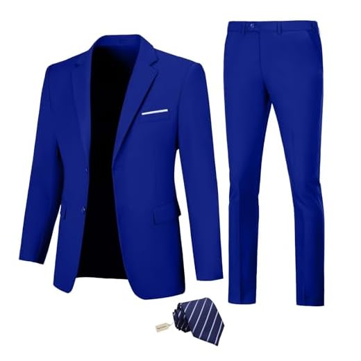Fesenbo- Terno masculino Slim Fit 2 peças Terno azul royal formal para homens 2 botões sólidos baile de formatura terno de casamento masculino blazer calças conjunto de terno smoking S