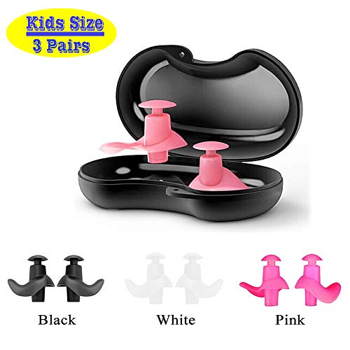 Go-sport Swimming Ear Plugs for Kids 3 Pairs Waterproof Reusable Silicone Ear Plugs