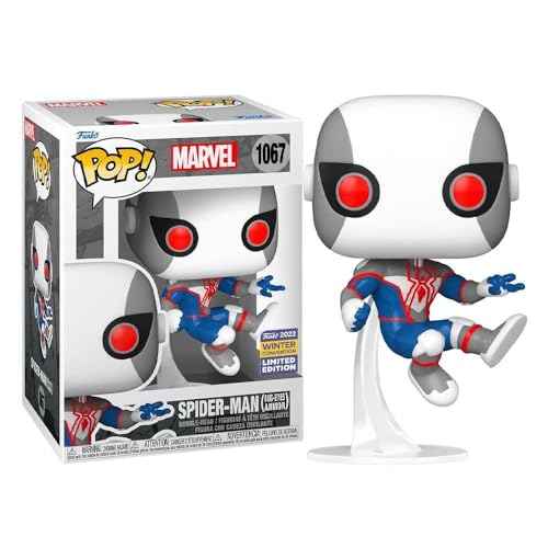 Funko Pop! Marvel: Spider-Man Bug-Eyes Armor - (White/Blue), Convention - Marvel Comics - Amazon Exclusive - Collectable Vinyl Figure - Gift Idea - Official Merchandise - Toys for Kids & Adults