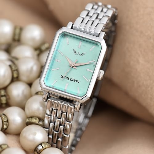 Image of LOUIS DEVIN Silver /Brown /Rose Gold Bracelet Metal Chain Analog Wrist Watch for Women (Blue /Green /Pink /Black /Silver /Brown /Rose Gold Dial) | LD-LS193-CH