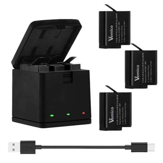 3-Pack 1500mAh Batteries for GoPro Hero 7, with USB-C 3-Channel AHDBT-501 Battery Charger for GoPro Hero 7 Black/5/6/2018 Action Cameras