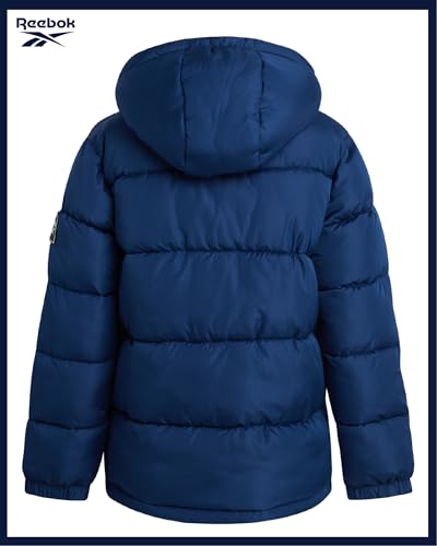 Image of Reebok Boys Heavyweight Puffer Jacket, Wind & Water Resistant Hooded Coat