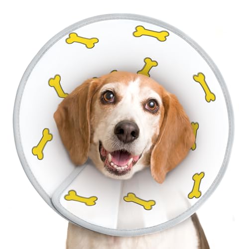 Image of Supet Dog Cone Collar After Surgery to Stop Licking: Adjustable Recovery Elizabeth Collar Alternative for Large Medium Small Dogs, Plastic Pet Head Neck Cone (XS)