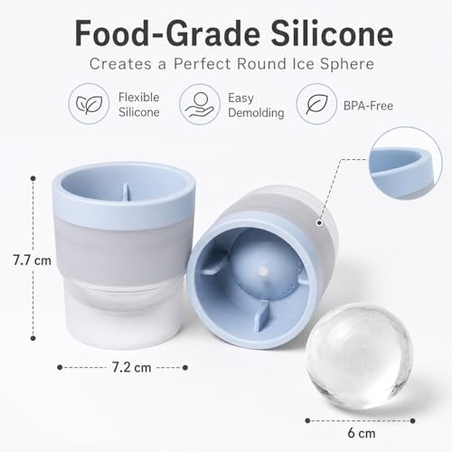 Molde de 6 esferas de hielo de silicona con tapas miniatura 2