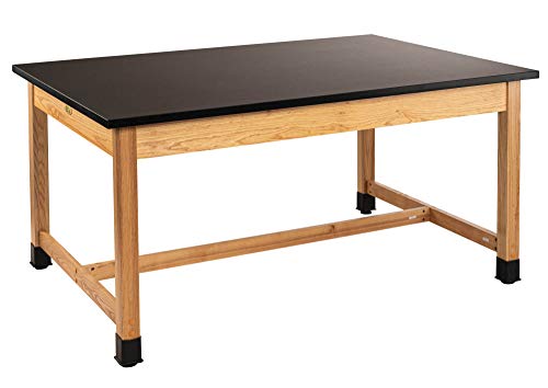 National Public Seating NPS 42x60 Wood Science Lab Table with Chemical Resistant Top in Black