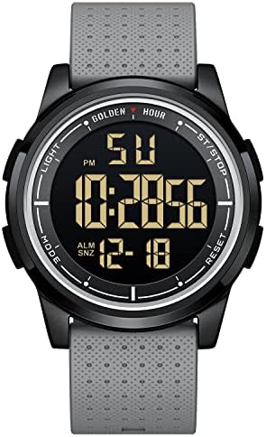 GOLDEN HOUR Ultra-Thin Minimalist Sports Waterproof Digital Watches Men with Wide-Angle Display Rubber Strap Wrist Watch for Men Women