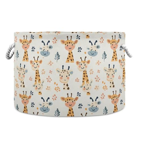 Cartoon Cute Giraffe Beige storage basket collapsable and waterproof laundry bag with sturdy handle tubs Decoracion medium for gift shelf nursery