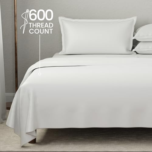 Image of BOUTIQUE LIVING Luxe Loom 100% Cotton 600 TC Gypsum (Light Grey) Dyed King Bedsheet Set