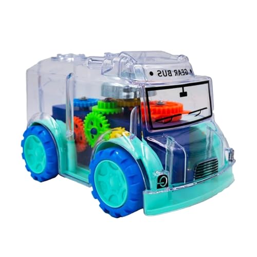 Image of ToyBharat Gear Bus Toy with Friction Power, Multicolour Body, Transparent Design, Moving Gears, and Lights, for Kids Aged 1-6 Years. Safe, Non-Toxic, and no Batteries Needed.