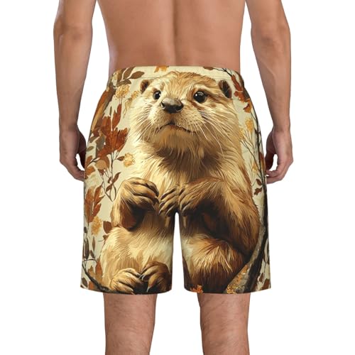 Men's Beach Shorts Board Casual Quick Dry Swim Trunks Holiday - Cartoon Otter Patterns Retro3
