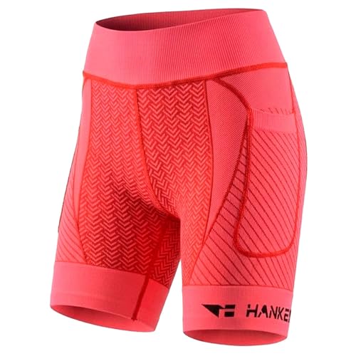 HANKER Mallas Cortas Mujer Compresivas Akasha 2.0 con Bolsillos, Cintura Tubular para Running, Trail y Fitness