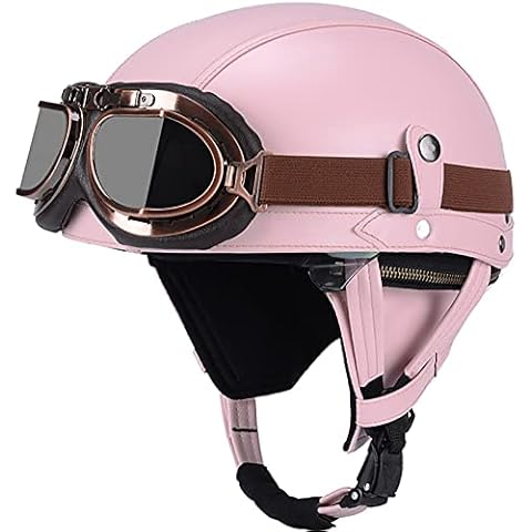 Vintage Motorcycle Helmet Adults Open-Face Motorbike Helmets DOT Certified Retro Half Helmet for Scooter Moped Baseball Cap Men and Women Street Cruiser Jet Style Helmet B,M Cover