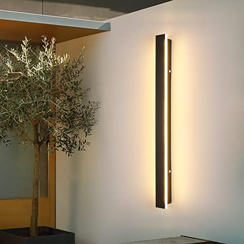 Mikeru 100CM 35W Outdoor Dimmable Light, Outside Lights with Mains Power Contemporary Outdoor Long Wall Lights Tricolor Light 3000k/4500k/6000k for Garage, Stairs, Villa