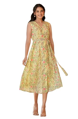 Image of Janasya Women's Georgette Floral Printed Tiered Dress