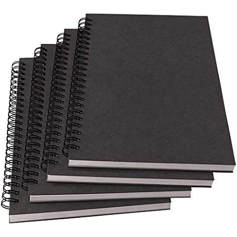 YUREE Notebook Spiral Journal Lined, A5, 100gsm Thick Paper & Hard Kraft Cover, 60 Sheets (120 Pages), 8.4" x 6", Gray, 4 Pack Cover
