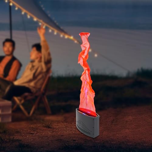 Fake Fire Flame Light, 5FT Flame Lamp Stage Lights 24 LED (20 Red + 4 Blue), Artificial Simulated Fire Atmosphere Lamp for Stage DJ Party Christmas Campfire Party Decoration, 130W, Oval Base