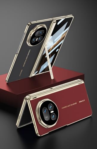 Coque Honor Magic V5 en cuir luxe rouge avec charnière magnétique protectrice