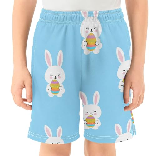 J JOYSAY Easter Bunny Egg Blue Boys Athletic Shorts Kids Youth Casual Shotrs with Elastic Waistband Pockets2