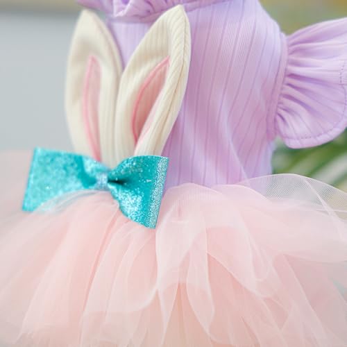 Bunny Ears Dog Tulle Skirt Pet with 3D Rabbit Ears Cute Bunny for Dogs Cats Party Holiday Outfit-3