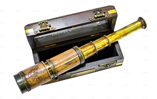 Sailor's Art Antique Brass Telescope Wooden Box-Vintage Look-Premium Quality Dollond London Brass Telescope with Glass Optics-Fully Calibrated High Magnification Celestial Viewing-Antique Home Decor - Image 4