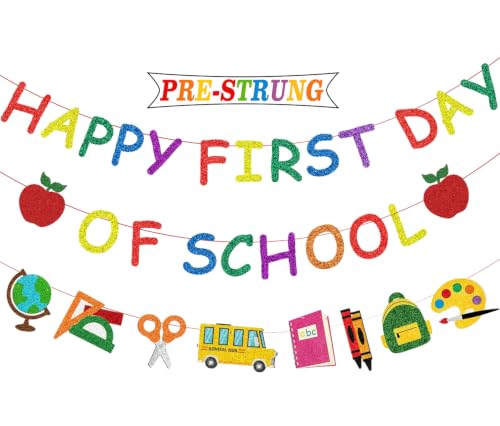 Image of Back to School Decorations, Happy First Day Of School Banner for Classroom
