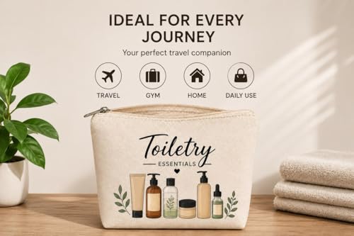 Image of DRUDRAYA Spacious Canvas Toiletry Bag for Travel Men & Women (Pack of 3)