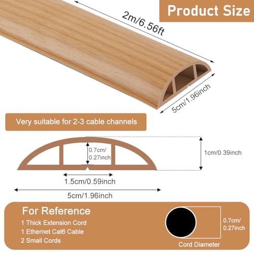 Image of HASTHIP 6.6FT Floor Cord Cover Self Adhesive Cord Hider Floor Cable Management Electric Cord Covers Cuttable Cord Protector Sleeve PVC Rubber Cable Protector Power Cable Protector