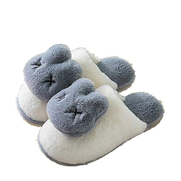Uni Slippers,Plush Fleece Lined Wool-Like Comfortable Warm Fluffy Memory Foam Shoes Indoor Outdoor Anti-Skid Rubber Sole Machine Washable,Pink,40~41 (Gray 44~45)