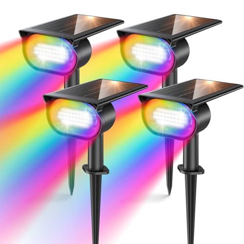 Quntis Focos Solares para Exterior RGBCW, Lámparas Solar Jardin, Impermeable Luz Solar Pared, 13 Modos Luces Solares...