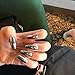 MISUD Coffin Fake Nails Full Cover Silver Gorgeous Magic Metallic Mirror Press-on Nails Chrome Art Flase Nails for Ballerina and Office Lady