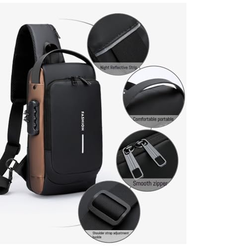 New Carbon Fiber Streamline Anti-Theft Sling Bag, Usb Charging Sport Sling Bag for Travel Gym Sports (Black B)4