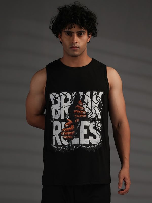 Image of CHKOKKO Sleeveless T Shirts Gym Vest for Men Workout Graphic Printed Premium Cotton Blend Tank Top for Man Running Vest Sando Gym Wear Lightweight Breathable Casual Summer Wear Boys