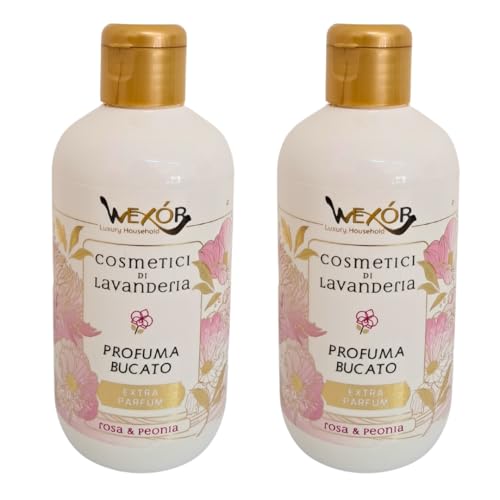 Cosmetici di Lavanderia, Profuma Bucato Extra Parfum Rosa & Peonia, Detergente Professionale Senza Oli Minerali e Parabeni, 2 x 250ml