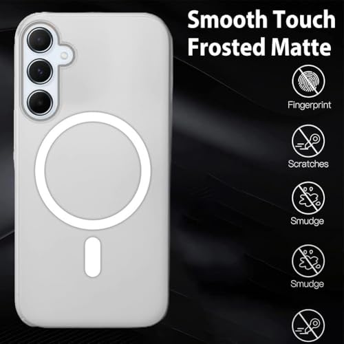 Image of SHINESTAR Back Cover for Samsung Galaxy A55 5G | Frosted Semi-Transparent Slim Case | Only Compatible with Wireless Magnetic Accessories | Hard Back, Matte Finish - White