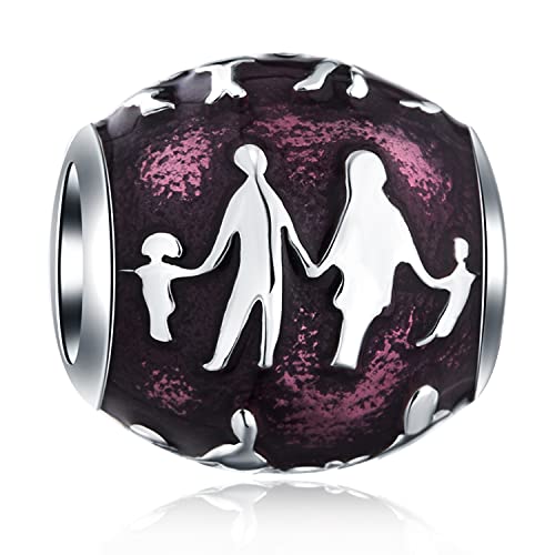 GEMDAZZ Family Cartoon Series Charm, 925 Sterling Silver Barcelona Landmark, Castle, Rotal Crown Pendant Beads, Gift for Mother/Father/Daughter/Son