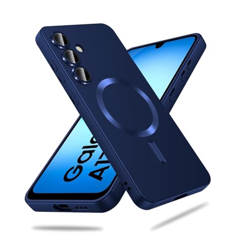 Image of DIZORO Samsung A17 5g Case, Compatible with Mag Safe Back Cover, Matte Luxury Metallic Luster Flexible TPU Wireless Charging Shockproof Case with Camera Protector Lens (nEW Blue)