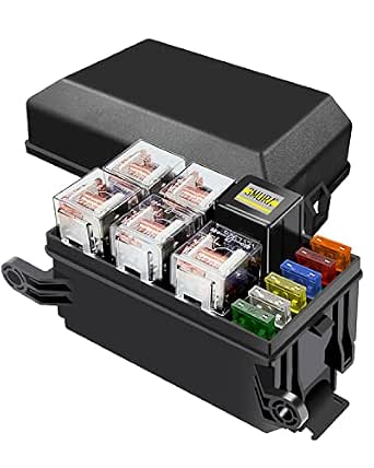 40A Relay Fuse Box - 6 Slot Automotive Universal Relay Box With ATC/ATO Fuses & 4/5 Pin Relays, 12V