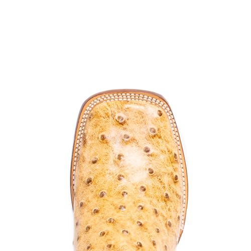 Men's Cowboy Boots Ostrich Print Rustic Orix/Turquoise Top EXTRA WIDE SQUARE TOE4