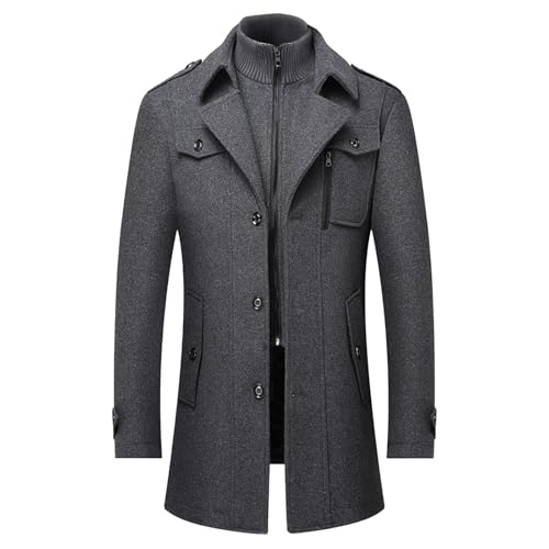 Manteau laine homme chaud contre le froid hivernal avec col montant protecteur ajusté