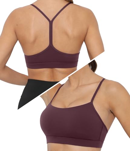 Image of Sports Bra for Women Low Impact Racerback Workout Bras Sexy Thin Straps Yoga Sport Bras with Removable Pads