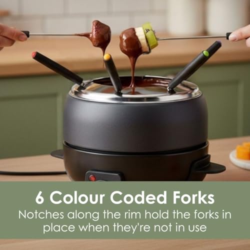 Melissa Electric Fondue Set for 6 People, 2.3L, Features Adjustable Temperature, Non-Stick Pot, Cool Touch Handles, Anti-Slip Feet, Overheating Protection, Black - Image 3