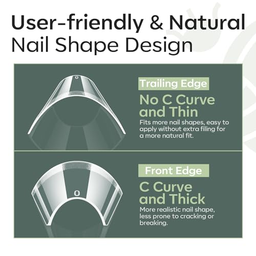 Image of modelones Long Coffin French Nail Tips, 504 PCS No C Curve Pre-shaped Clear Acrylic Fake Nails Tips Gel Half Cover 12 Sizes with Box