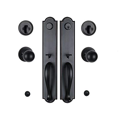 Free Shipping Offer Double Door Handleset with Knob Handle for Front Door in Aged Bronze (Keyed Entry Handle and Dummy Hanleset),MDHST201810B-KB-DOUBLE Review Product Double Door Handleset with Knob Handle for Front Door in Aged Bronze (Keyed Entry Handle and Dummy Hanleset),MDHST201810B-KB-DOUBLE