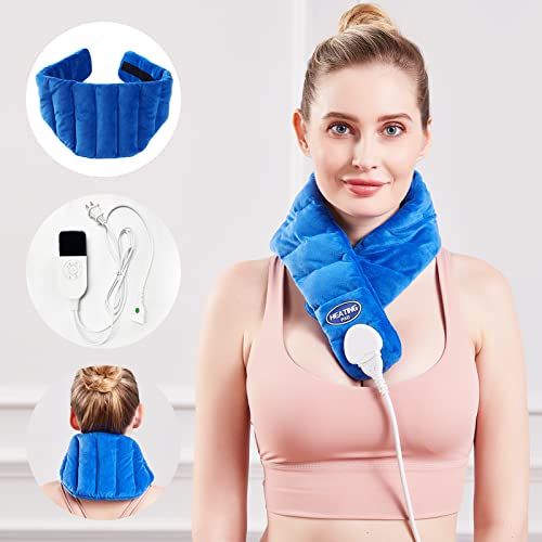 JOBYNA Almohadilla Térmica Cervical Eléctrica, Almohadilla de Terapia de Calor para Aliviar el Dolor, Calentamiento Rápido de 5s, 30-70 ℃ Ajustable y Apagado Automático(72 * 16cm)