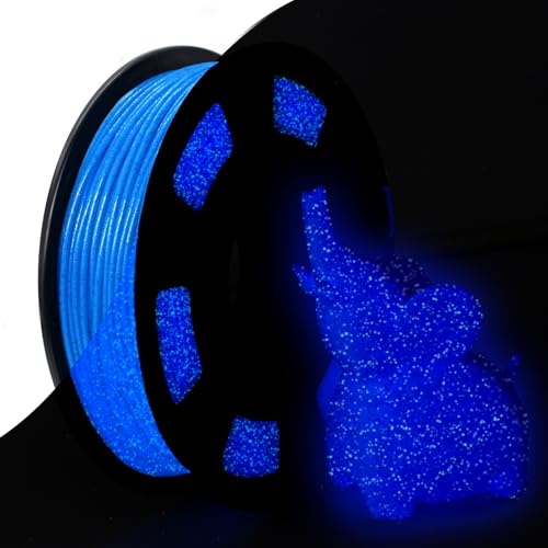 Image of 3D Printer Filament 1.75mm Glow in The Dark Shiny Firefly Blue PLA Filament for 3D Printing, Best with UV Lamps, 250g Spool (0.55lbs), Dimensional Accuracy + /- 0.02 mm, Fit Most 3D Printers
