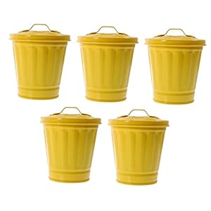 HOUDERCO 5Stücke Mini Gelbe Papierkörbe mit Deckel