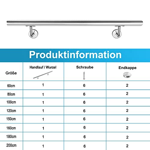 Yznahre Corrimano in acciaio inox, corrimano per